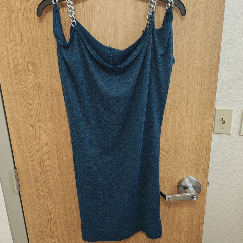 Teal Dress with Chain Straps